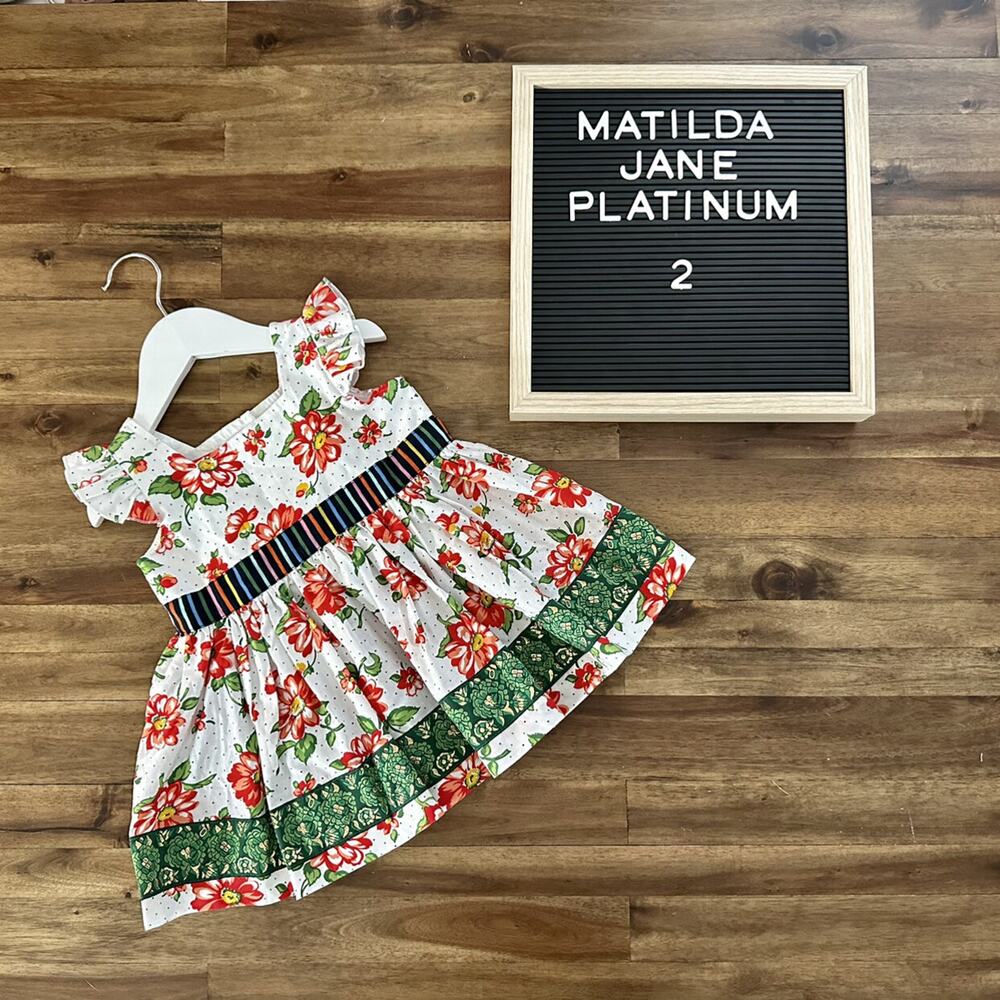 NEW Matilda Jane Platinum Ausgust Loves Me Floral Short Sleeve Top Cream Red 2